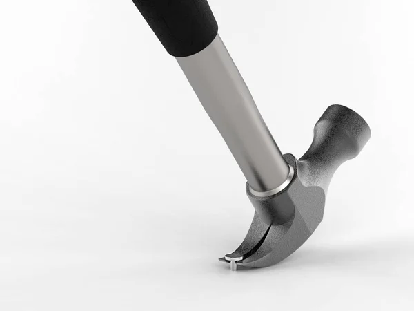 Hammer and nails. Carpenter hammer isolated icon. 3D rendering isolate.