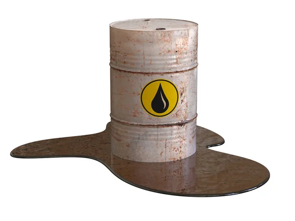 Old Rusty Barrel Waste Sticker Barrel Oil Illustration — Stock Photo, Image