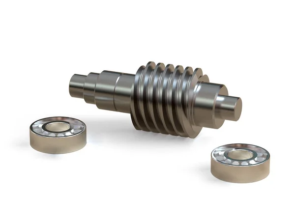 Worm Met Lagers Worm Gear Mechanica Voor Opleiding Rendering — Stockfoto