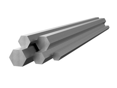 Metal Hadde. Galvanizli çelik altıgen profil. 3D çizim