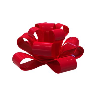 Beyaz arka plan üzerinde izole kırmızı yay. 3D çizim.