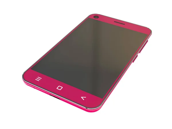 Ροζ Smartphone Που Απομονώνονται Λευκό Φόντο Rendring — Φωτογραφία Αρχείου