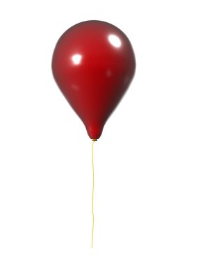 Beyaz arka plan üzerinde izole kırmızı balon. 3D çizim