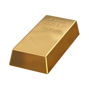 Örnek altın çubuk. Altın ve döviz rezervleri. 3D render