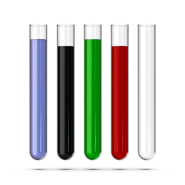 Set Test Tubes Liquids Rendering — Stock Photo, Image