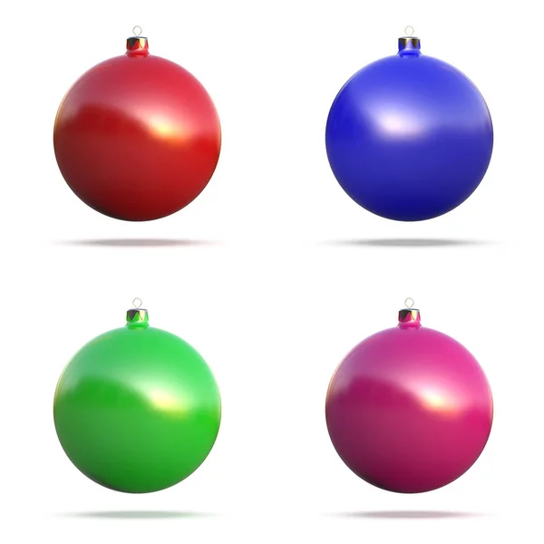 Conjunto Bolas Natal Multicoloridas Isoladas Fundo Branco Ilustração — Fotografia de Stock