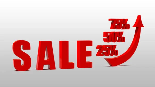Slogan sale at a discount. Increase in discount percent. Discount sale label. 3d illustration.