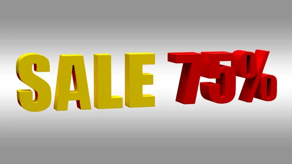 Sale 75. Promotion sale action. Text signage in the store about the sale. 3d illustration.
