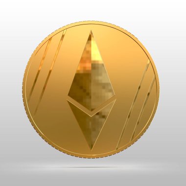 Cryptocurrency altın sikke ethereum. Elektronik para. 3D çizim