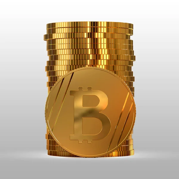 Egy Halom Aranyat Cryptocurrency Bitcoin Elektronikus Pénz Illusztráció — Stock Fotó