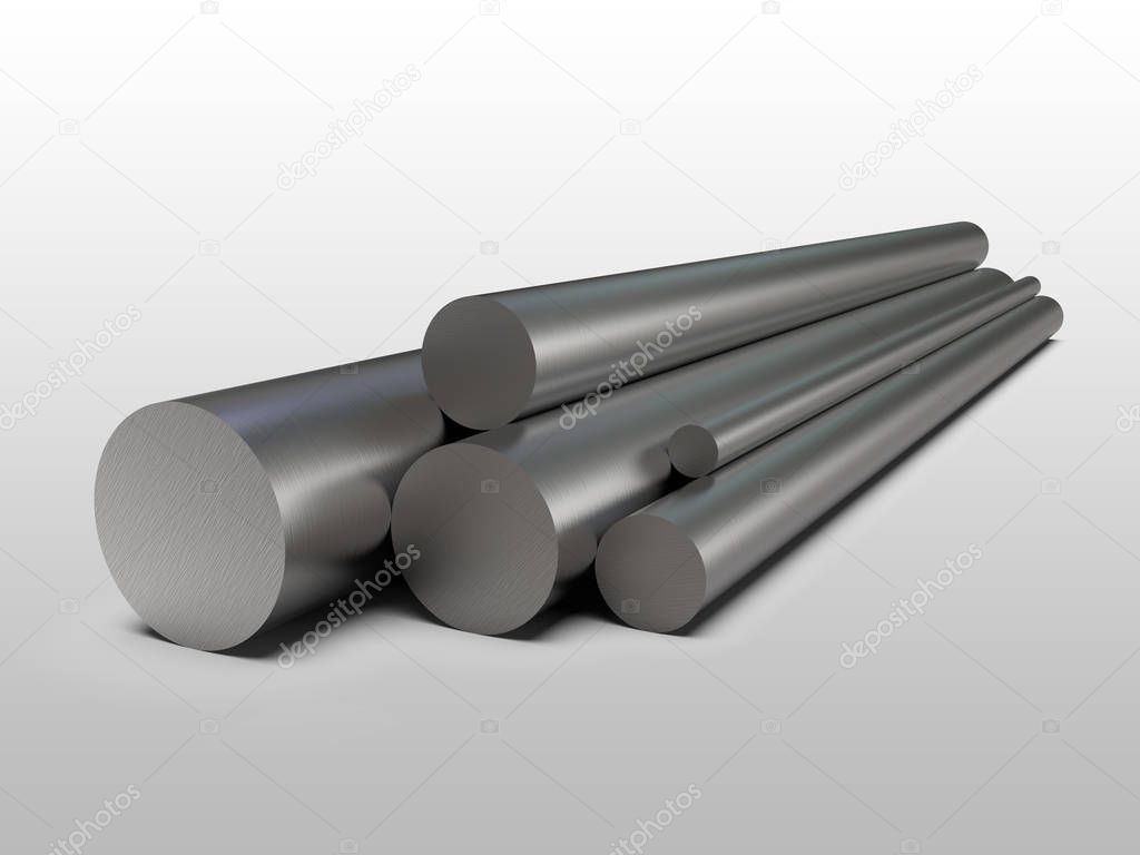 Galvanized steel tube. Rolled metal products. 3d illustration