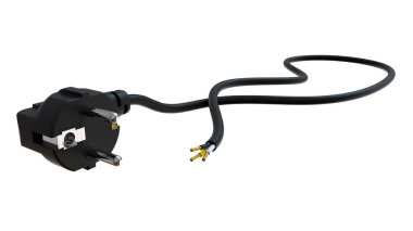 Elektrik prizinden bükülü tel ile. Euro tak. 3D çizim.