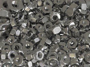 Dağınık fındık kümesi. Dişli fındık kapatın. 3D render.