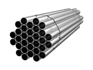 Galvanizli çelik daire boru. Metal Hadde satışı. 3D render