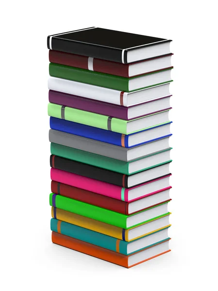 Stack di libri isolati su sfondo bianco. Il concetto di auto-sviluppo. Rendering 3D — Foto Stock