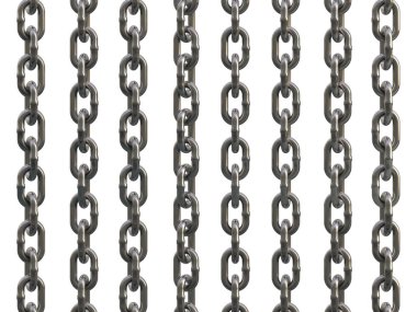 Çelik galvanizli zincir beyaz arka plan üzerinde izole. 3d İllüstrasyon