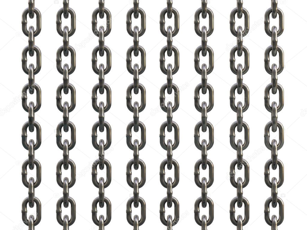 Steel chain isolated on white background. 3D Illustration