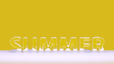 Buz erime şeklinde yazıt yaz. Reklam susuzluğu. 3D Illustration.