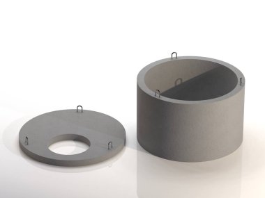 Kırsal bir evde tank atıkları yerleşmek için kanalizasyon kiti. 3d illüstrasyon