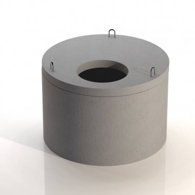 Kapaklı kanalizasyon halkası. Köyde septik. 3d illüstrasyon