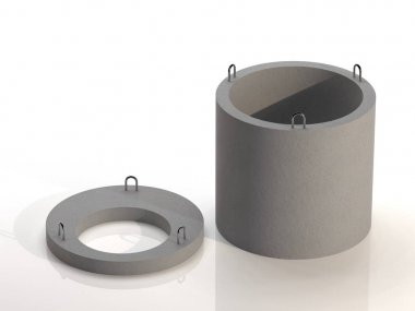 Kırsal bir evde tank atıkları yerleşmek için kanalizasyon kiti. 3d illüstrasyon