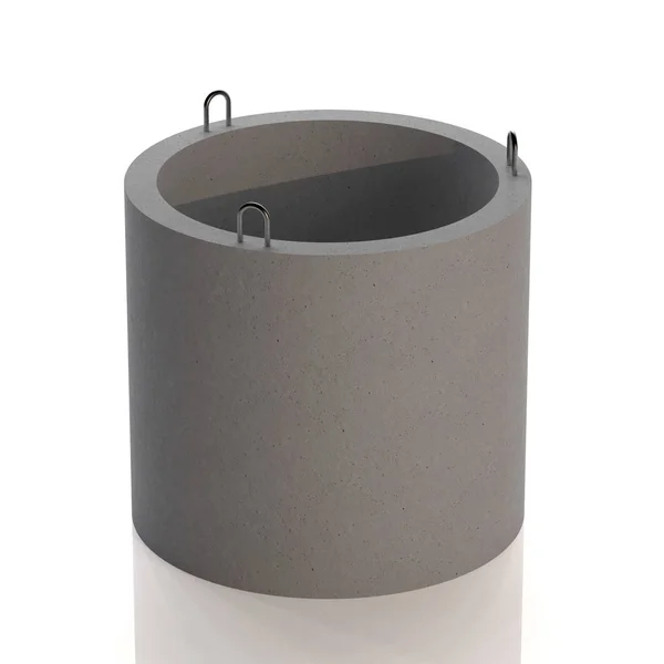 Anel de concreto reforçado para um poço. Produto de betão. Em branco para publicidade. Ilustração 3D — Fotografia de Stock