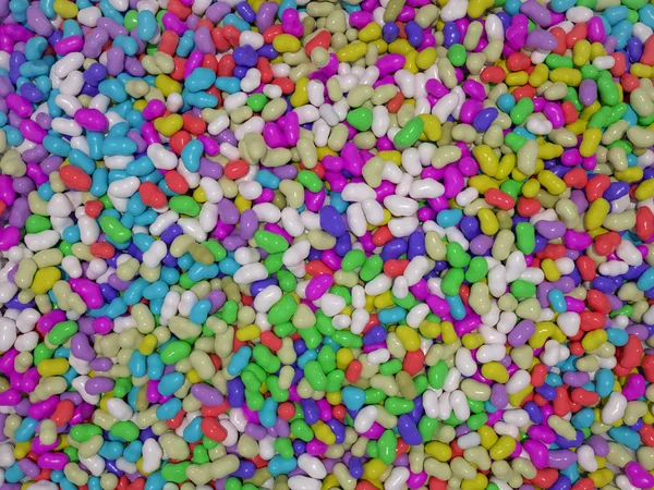 Gominolas multicolores dispersas. Imagen de fondo de caramelo. Renderizado 3D . — Foto de Stock