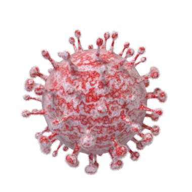 Mikroskop altında üç Coronavirus molekülünün 3D çizimi