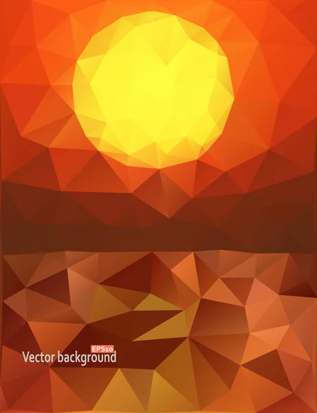 Coucher Soleil Sur Océan Fond Polygonal Abstrait Vectoriel — Image vectorielle