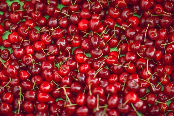 Ferske Røde Kirsebær Det Ukentlige Markedet Kan Brukes Som Bakgrunn – stockfoto