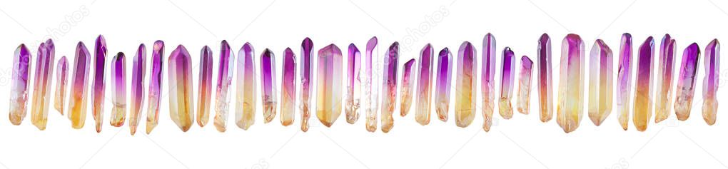 set of little crystal gemstones isolated on white background