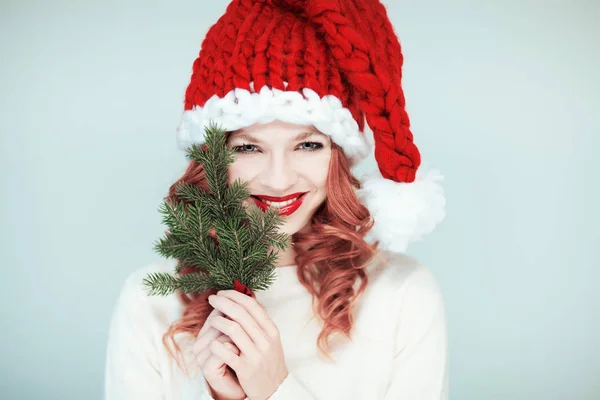 Діди Морози Маленький Помічник Красиві Щасливі Молода Жінка Санта Клауса — стокове фото
