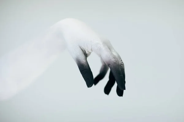 Ανατριχιαστικός Απόκριες Τέρας Χέρι Λευκό Και Μαύρο Κάνει Επάνω Μπροστά — Φωτογραφία Αρχείου