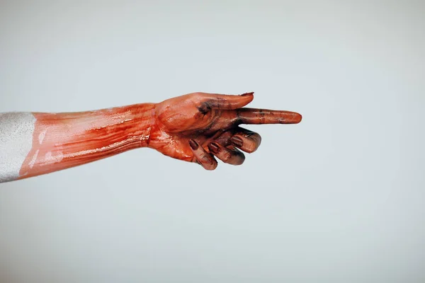 Assustador Sangrento Horror Halloween Monstro Bruxa Mão Com Branco Vermelho — Fotografia de Stock