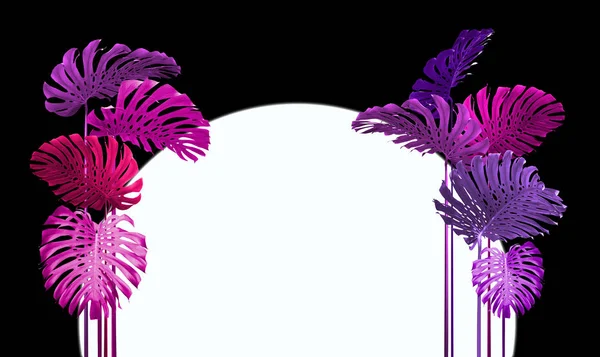Tropical Leaves Duotone Style Pink Violet Can Used Background — Stock Photo, Image
