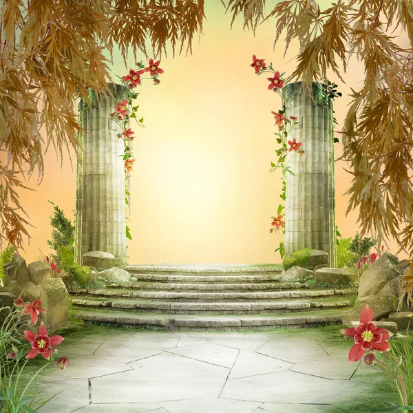 Beautiful Magic Garden Landscape Fairytale Mood Can Used Background — Stock Photo, Image