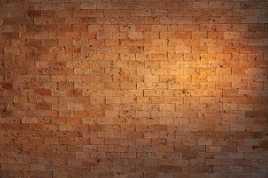 Eski tuğla duvar dokusu, grunge arkaplan. Işık efektiyle 