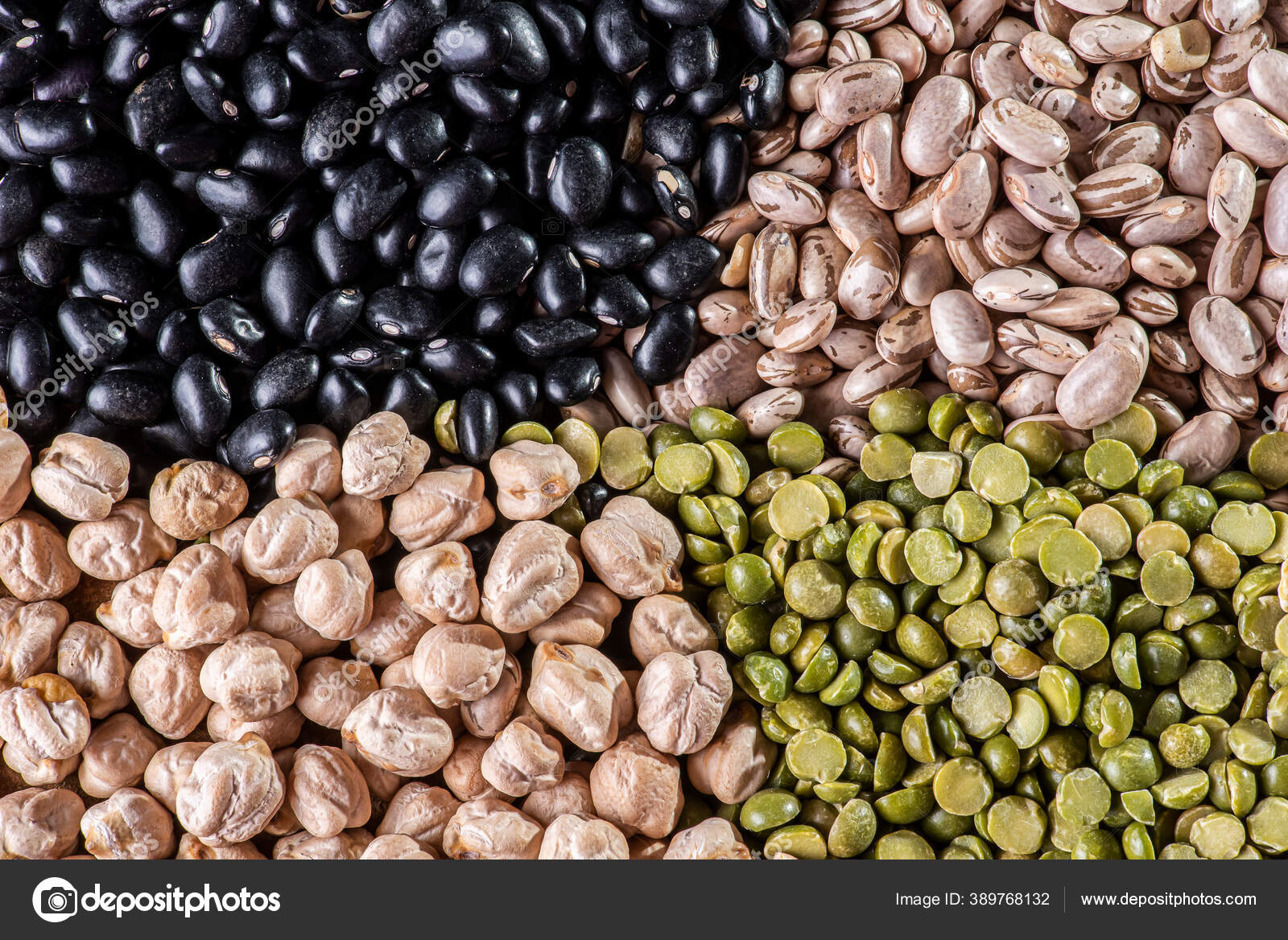Grain Variety Black Beans Carioca Beans Chickpeas Peas — Stock Photo