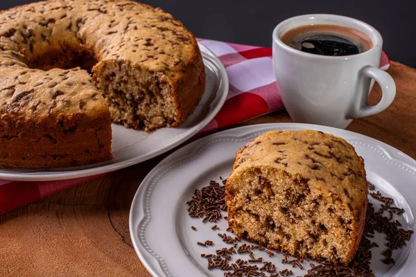 Pastel Brasileño Tradicional Llamado Bolo Formigueiro Tarta Vainilla Con Chispas — Foto de Stock