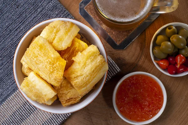 Maluco Frito Prato Comida Tradicional Brasileira Acompanhado Por Geléia Pimenta — Fotografia de Stock