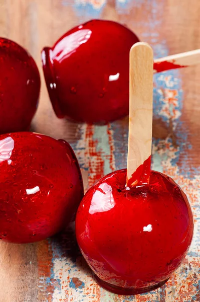 Adoro Apple Caramelo Vermelho Sobremesa Maçã Coberta — Fotografia de Stock