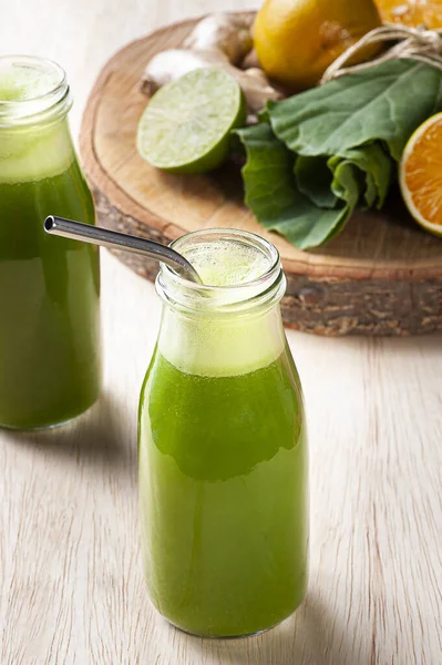 Zumo Verde Desintoxicación Jugo Fresco — Foto de Stock