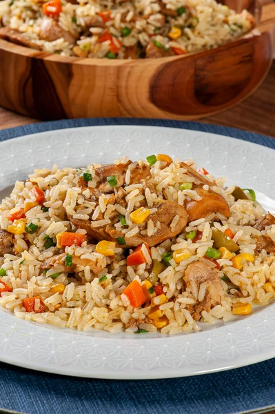 Rice with chicken, typical Brazilian food - Galinhada