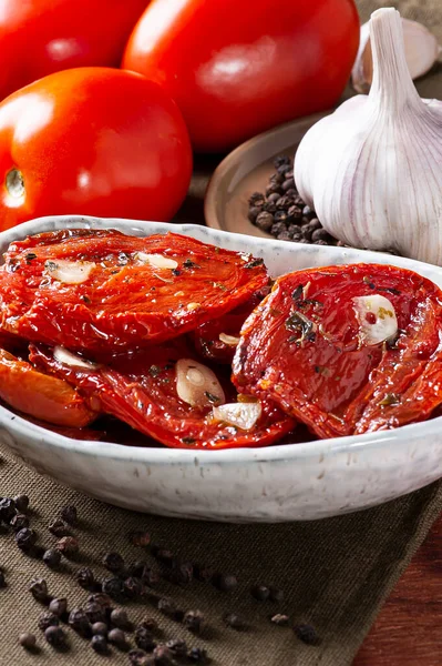 Sun Dried Tomatoes Bowl Olive Oil — Stock Photo, Image