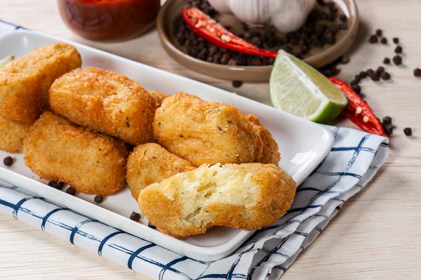 Codfish Cake Very Traditional Portuguese Cuisine Made Cod Potato — Stock Photo, Image