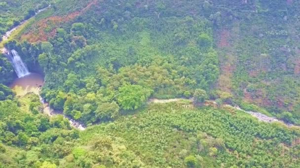 Mouvement Drone Long Rivière Montagne Argile Parmi Les Bois Tropicaux — Video