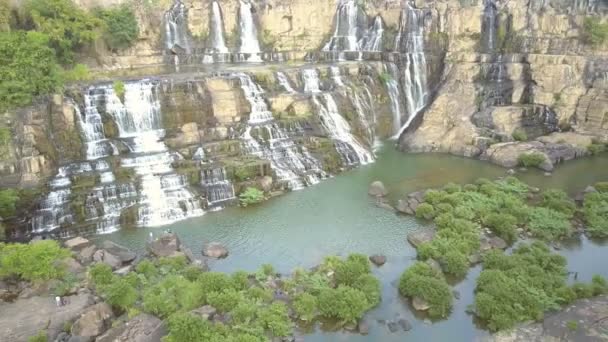 Inspirador Geral Famoso Pongour Vista Cachoeira Contra Paisagem Montanhosa Com — Vídeo de Stock