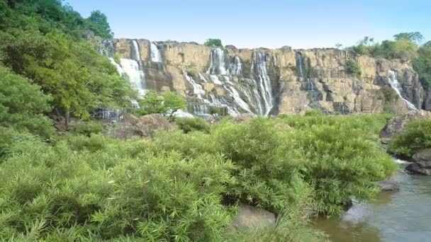 Camera Shows Thick Tropical Brushwoods River Rocks Different Shape Foreground — Stock Video