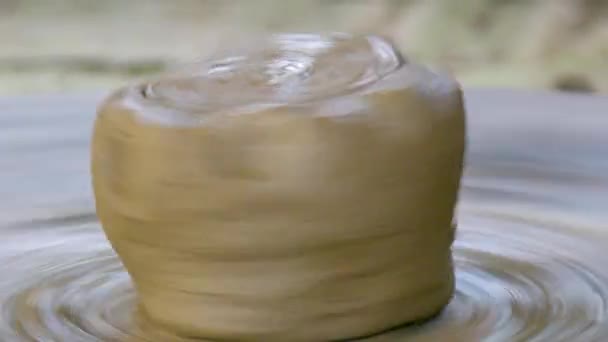 Closeup Large Pottery Clay Lump Rotates On Potter Wheel Video By C Slavastock Stock Footage