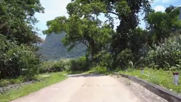 Hochlandstraße gegen grüne Waldhügel am Horizont — Stockvideo